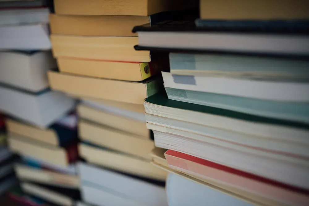 Close-up of a stack of books