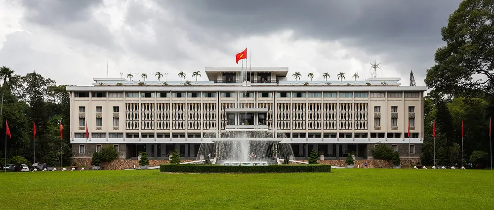 Independence Palace (Reunification Palace) behind its lawn in Ho Chi Minh City