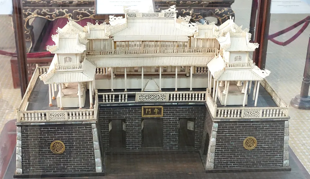 Carved model of the Ngọ Môn gate displayed in the Museum of Vietnamese History, Ho Chi Minh City