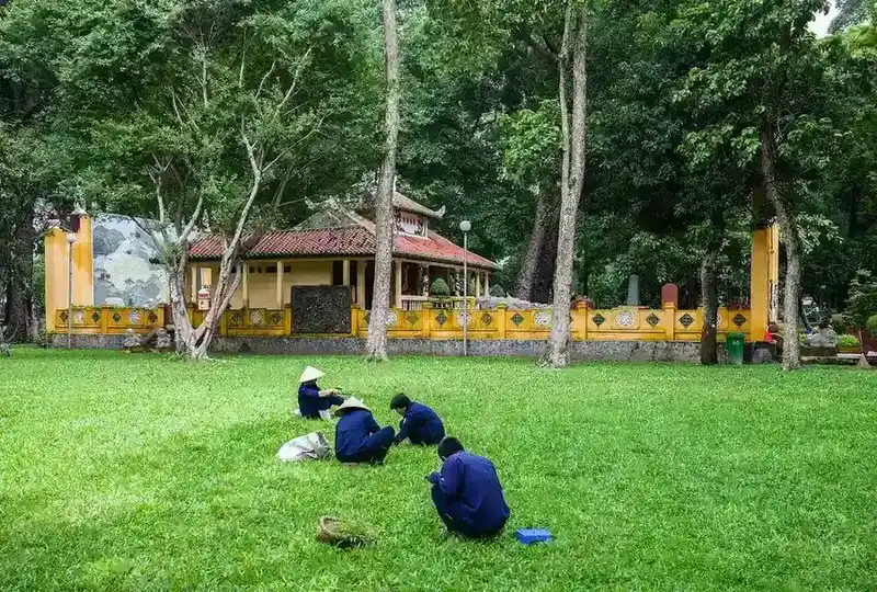 Green lawn and trees in Tao Đàn Park, Ho Chi Minh City