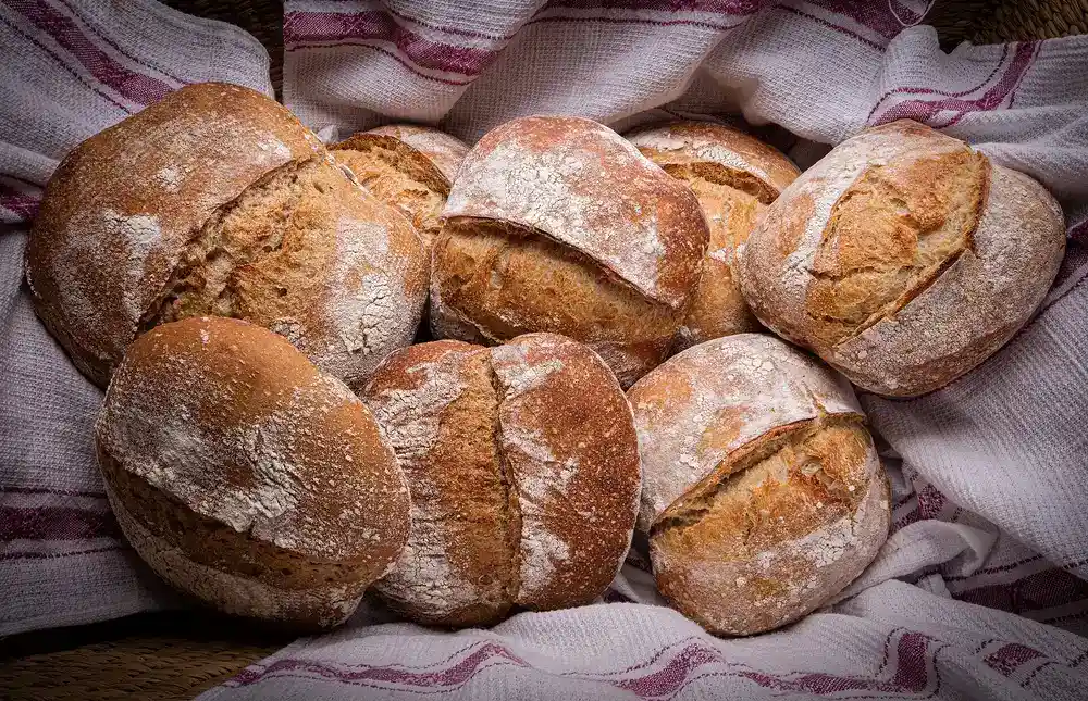 Basket of homemade sourdough rolls